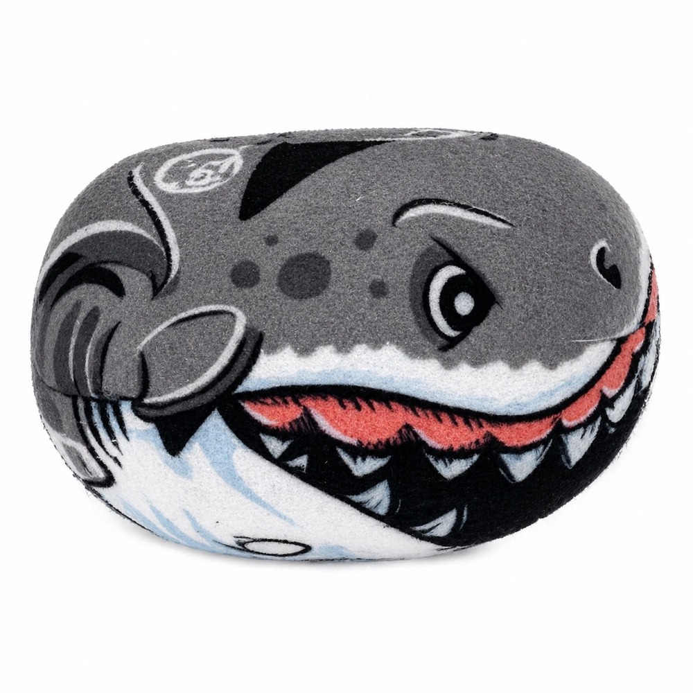 2 Sided‎ Angry Shark Plush Round Fish Reversible Stuffed Animal Toy 3"